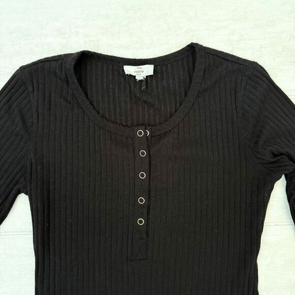 Entro Maxi Dress Long Sleeve Full Length Scoop Neck Black Sweater Large Buttons - Picture 9 of 9